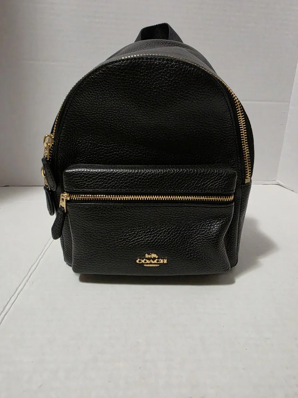 Coach Mini Small Charlie Backpack Pebbled Leather Black F28995